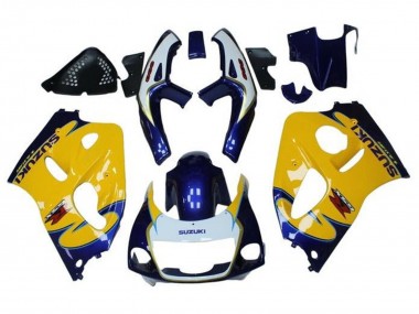 1996-2000 Yellow Blue Tribal Suzuki GSXR 600 / GSXR 750 Motorcycle Fairings UK Stores