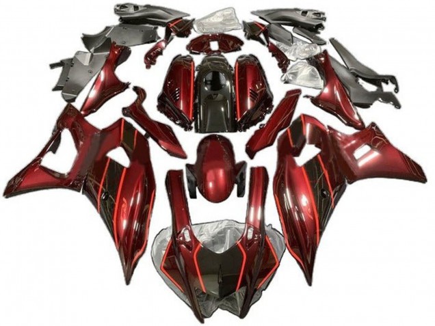 2021-2024 Dark Red Black Yamaha YZF R7 Motorcycle Fairings UK Stores