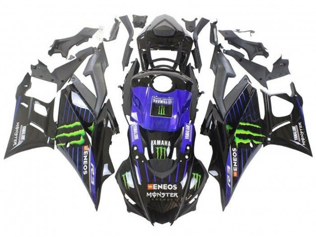 2019-2021 Blue Glossy Black Green ENEOS Monster Yamaha YZF R3/R25 Motorcycle Fairings UK Stores