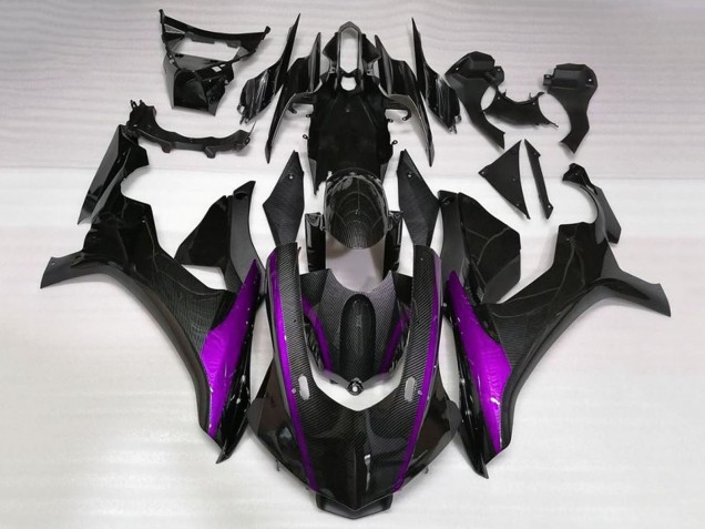 2020-2025 Faux Carbon Fiber Purple Stripe Yamaha YZF 1000 R1 Motorcycle Fairings UK Stores