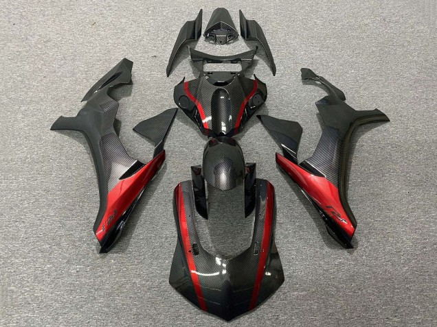 2020-2025 Faux Carbon Fiber Red Yamaha YZF 1000 R1 Motorcycle Fairings UK Stores
