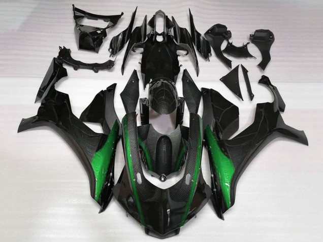 2020-2025 Faux Carbon Fiber Green Yamaha YZF 1000 R1 Motorcycle Fairings UK Stores
