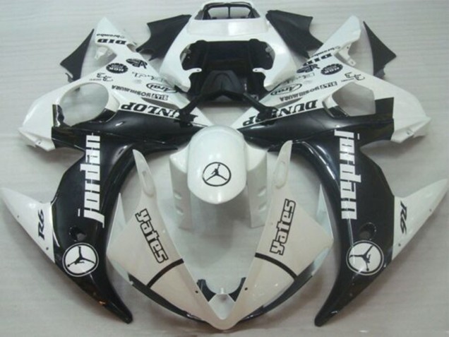 2005 White Glossy Black Jordan Dunlop Yamaha YZF R6 Motorcycle Fairings UK Stores