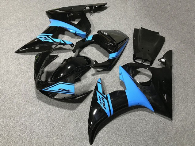 2005 Glossy Black Light Blue Yamaha YZF R6 Motorcycle Fairings UK Stores