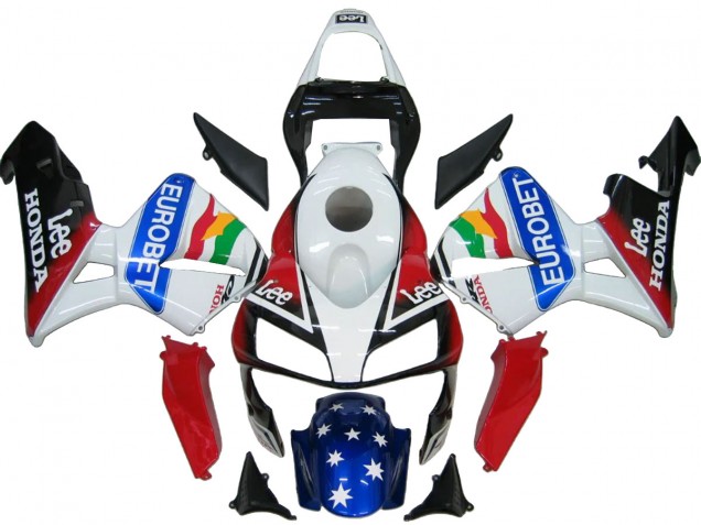 2003-2004 White Red Blue Glossy Black EuroBet Honda CBR600RR Bike Fairings UK Stores