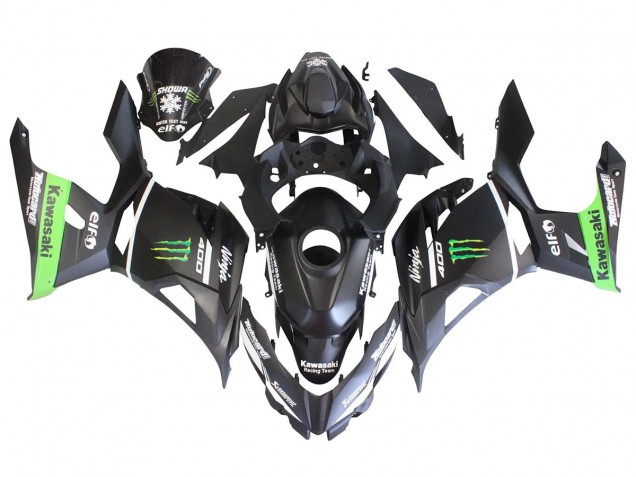 2018-2024 Matte Black Green Monster Showr Snow Kawasaki EX400 Motorcycle Fairings UK Stores