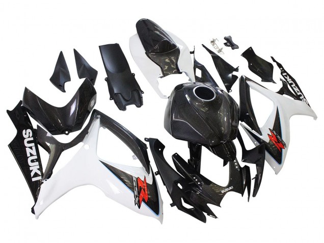 2006-2007 Black White Carbon Fiber Style Suzuki GSXR 600/750 Motorcycle Fairings UK Stores