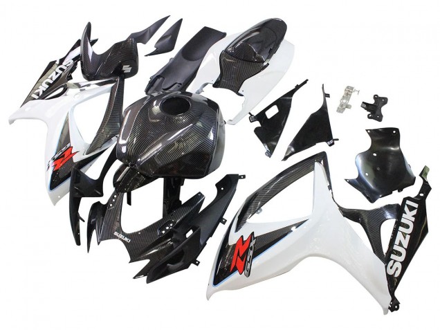 2006-2007 Black White Carbon Fiber Style Suzuki GSXR 600/750 Motorcycle Fairings UK Stores