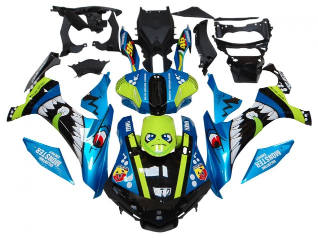2015-2019 Blue Green Black Shark Yamaha YZF R1 Motorcycle Fairings UK Stores