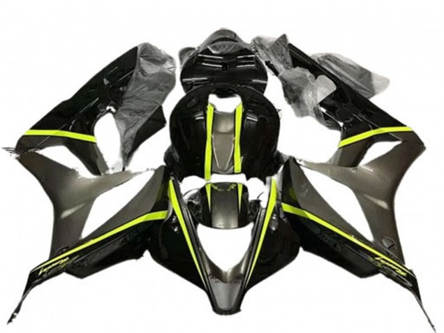 2007-2008 Glossy Black High Viz Yellow Honda CBR600RR Motorcycle Fairings UK Stores