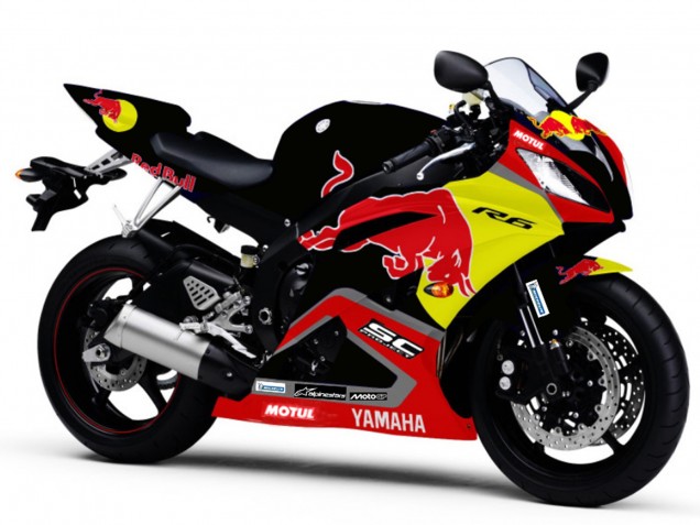 2006-2007 Glossy Black Yellow Red Bull Motul Yamaha YZF R6 Motorcycle Fairings UK Stores