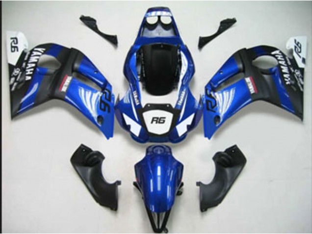 1998-2002 Blue White Matte Black Yamaha YZF 600 R6 Motorcycle Fairings UK Stores