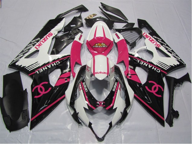 2005-2006 White Pink Black Chanel Suzuki GSXR 1000 Motorcycle Fairings UK Stores