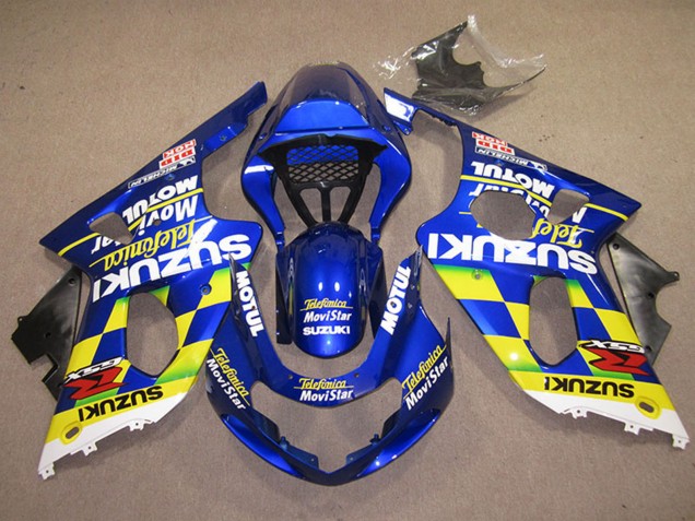 2000-2002 Blue Yellow White Telefonica MoviStar Suzuki GSXR 1000 Motorcycle Fairings UK Stores