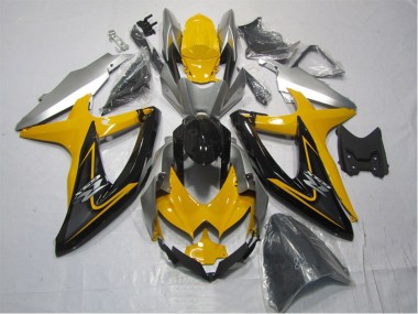 2007-2008 Yellow Silver Black Suzuki GSXR 1000 Motorcycle Fairing Kits UK Stores