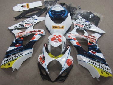 2007-2008 White Red Blue Yellow Dark Dog Suzuki GSXR 1000 Motorcycle Fairings UK Stores