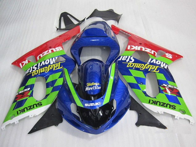 2001-2003 Blue Green Red Telefonica MoviStar Suzuki GSXR 600 Motorcycle Fairings UK Stores