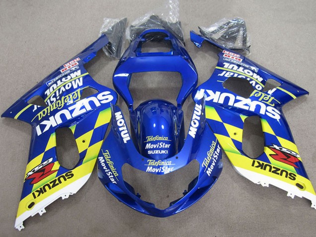 2001-2003 Blue Yellow Telefonica MoviStar Suzuki GSXR 600 Motorcycle Fairings UK Stores