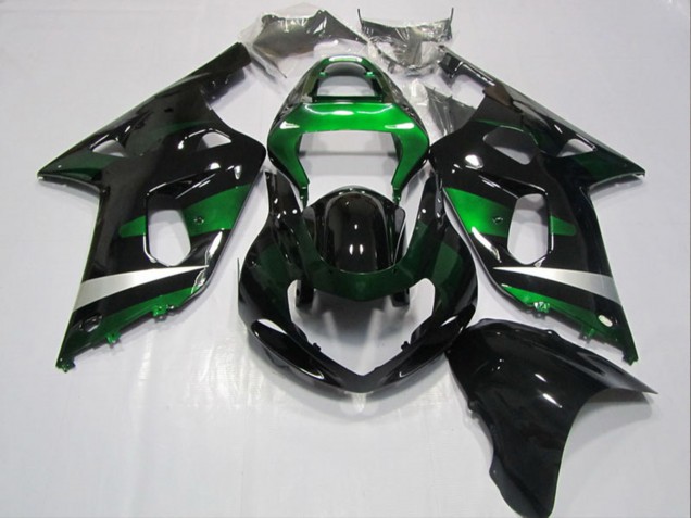 2001-2003 Glossy Black Green Suzuki GSXR 600 Motorcycle Fairings UK Stores
