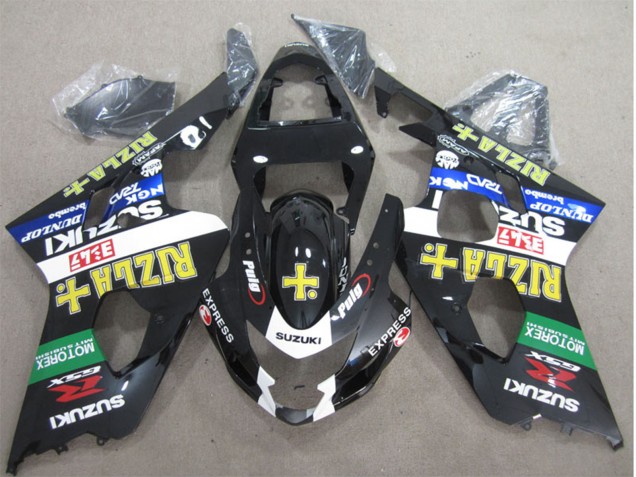 2004-2005 Glossy Black White Green Yellow Rizla Suzuki GSXR 600 Motorcycle Fairings UK Stores