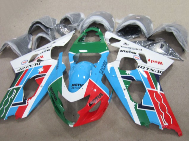 2004-2005 White Blue Green Red Motul Suzuki GSXR 600 Motorcycle Fairings UK Stores