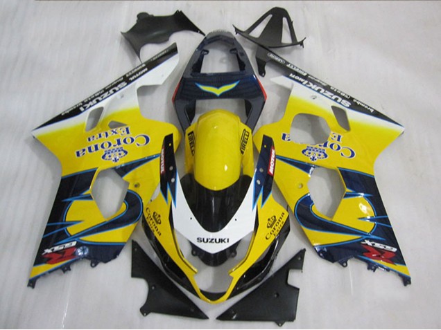 2004-2005 Yellow White Blue Corona Extra Suzuki GSXR 600 Motorcycle Fairings UK Stores