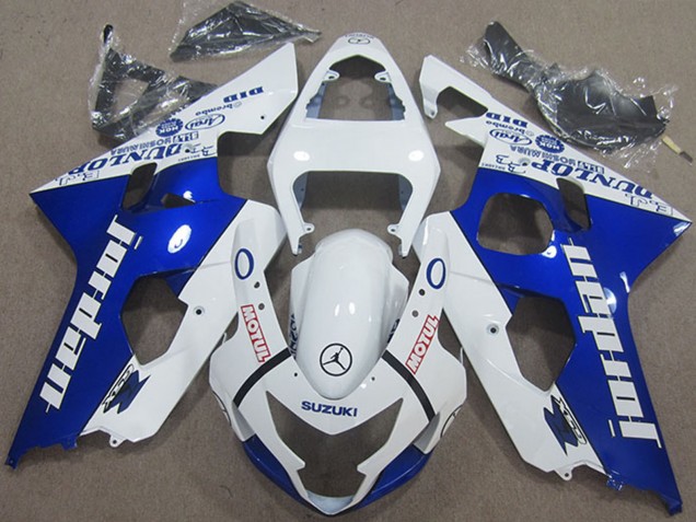 2004-2005 White Blue Jordan Motul Suzuki GSXR 600 Motorcycle Fairings UK Stores