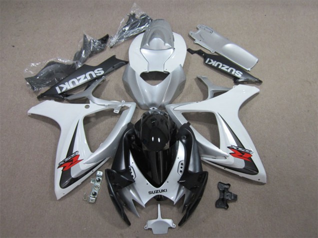 2006-2007 White Silver Glossy Black Red Suzuki GSXR 600 Motorcycle Fairings UK Stores