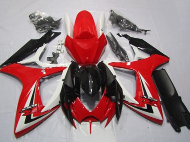 2006-2007 White Red Glossy Black Stripe Suzuki GSXR 600 Motorcycle Fairings UK Stores