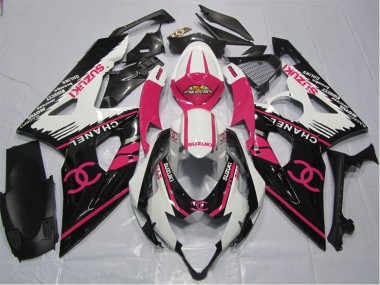2006-2007 White Pink Black Chanel Suzuki GSXR 600 Motorcycle Fairings UK Stores