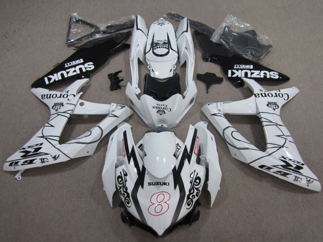 2008-2010 White Black Corona Extra Motul 8 Suzuki GSXR 600 Motorcycle Fairings UK Stores