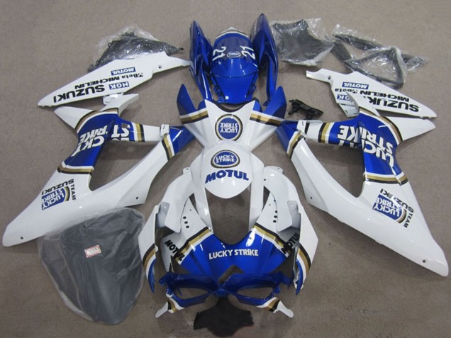2008-2010 White Blue Lucky Strike Motul Suzuki GSXR 600 Motorcycle Fairings UK Stores
