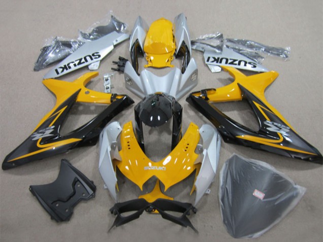 2008-2010 Yellow Silver Glossy Black Suzuki GSXR 600 Motorcycle Fairings UK Stores