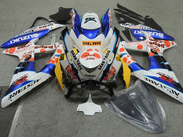 2008-2010 White Blue Orange Alstare Dark Dog Suzuki GSXR 600 Motorcycle Fairings UK Stores