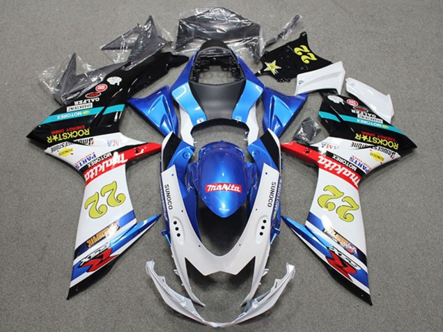 2011-2024 Blue White Red Black Rockstar 22 Suzuki GSXR 600 Motorcycle Fairings UK Stores