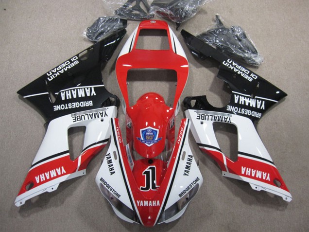 1998-1999 White Red Glossy Black Yamalube 50 Yamaha YZF R1 Motorcycle Fairings UK Stores
