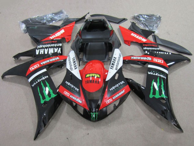 2002-2003 Red Glossy Black White Green Motul Monster Yamaha YZF R1 Motorcycle Fairings UK Stores