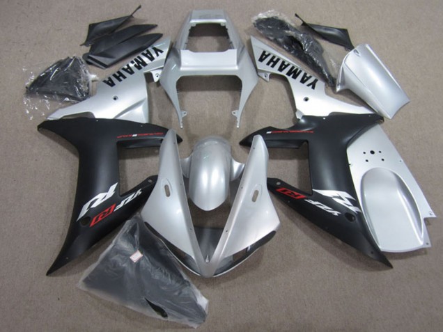 2002-2003 Silver Matte Black Yamaha YZF R1 Motorcycle Fairing Kits UK Stores