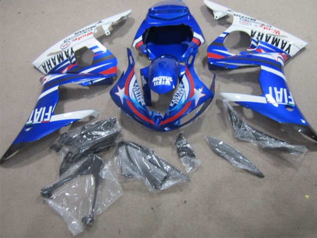 2002-2003 White Blue Red Motul Fiat Yamaha YZF R1 Motorcycle Fairings UK Stores