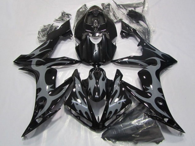 2004-2006 Glossy Black Grey Flame Yamaha YZF R1 Motorcycle Fairings UK Stores