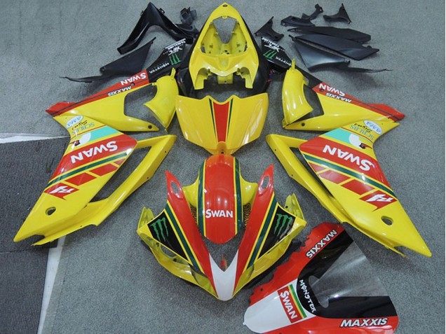2007-2008 Yellow Red Black White Swan Yamaha YZF R1 Motorcycle Fairings UK Stores