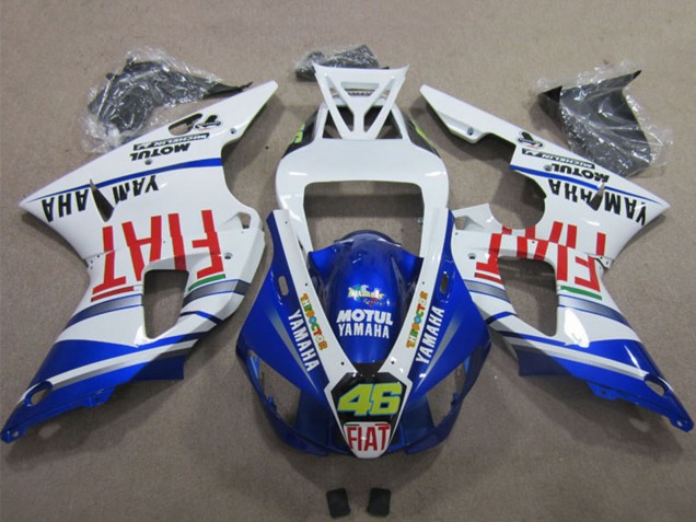 2009-2011 White Blue Red Fiat Motul Dunlop 46 Yamaha YZF R1 Motorcycle Fairings UK Stores