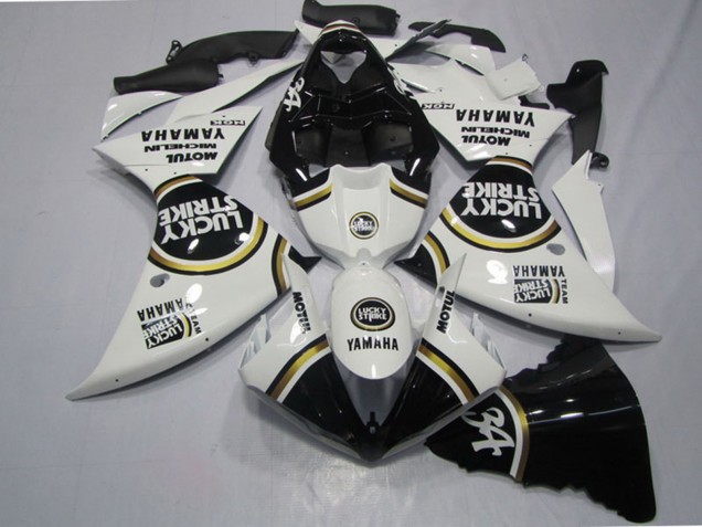 2009-2011 White Black Lucky Strike Yamaha YZF R1 Motorcycle Fairings UK Stores