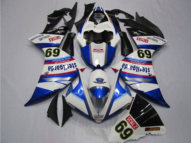 2009-2011 White Blue Black Sterilgarda SCALZ 69 Yamaha YZF R1 Motorcycle Fairings UK Stores