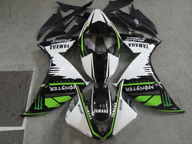 2009-2011 White Black Green Monster Semakin Didepan Yamaha YZF R1 Motorcycle Fairings UK Stores