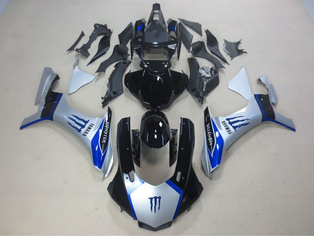 2015-2019 Silver Blue Glossy Black Monster Yamaha YZF R1 Motorcycle Fairings UK Stores