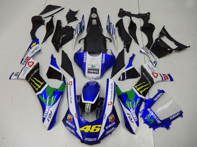 2015-2019 White Blue Black Green ENEOS MoviStar Monster 46 Yamaha YZF R1 Motorcycle Fairings UK Stores