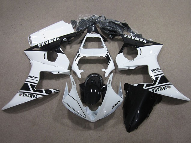 2003-2004 White Glossy Black Yamaha YZF R6 Motorcycle Fairings Kits UK Stores