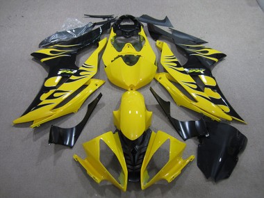 2008-2016 Yellow Glossy Black Flame Yamaha YZF R6 Motorcycle Fairings UK Stores
