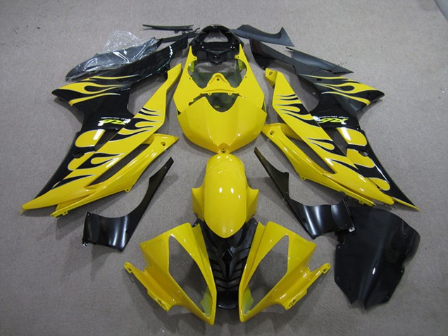2008-2016 Yellow Glossy Black Flame Yamaha YZF R6 Motorcycle Fairings UK Stores